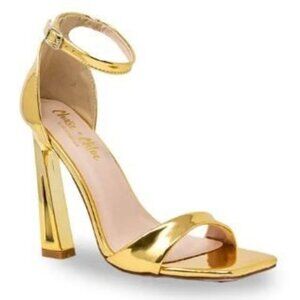 Chase & Chloe Sandal Women's Gold Metallic Sky High Heel Ankle Strap Size 6 NEW